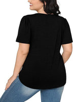 💝💝Womens T Shirts Short Sleeve Pleated Dressy Casual Scooped Neck Summer Tops Blouses