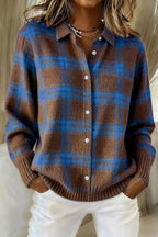 💝💝CLEARANCE SALE🔥 Women's Plaid Print Casual Cotton Buttoned Cardigan Sweater