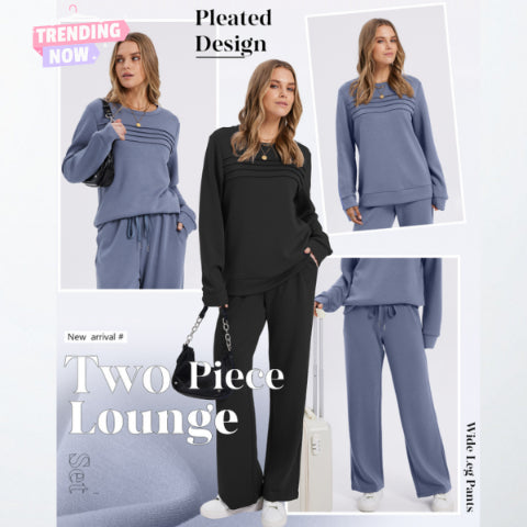💝💝2026 HOT SALE🥳💞60K+ SOLD!✨Women's Crew Neck Top & Drawstring Pants Set3