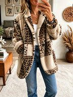 Brightly colored plaid fleece coat