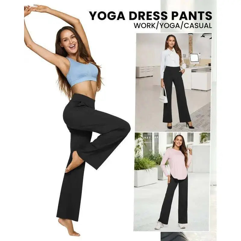💝💝Women’s High-Waist Wide Leg Pants – Business Casual Yoga Dress Pants with Pockets