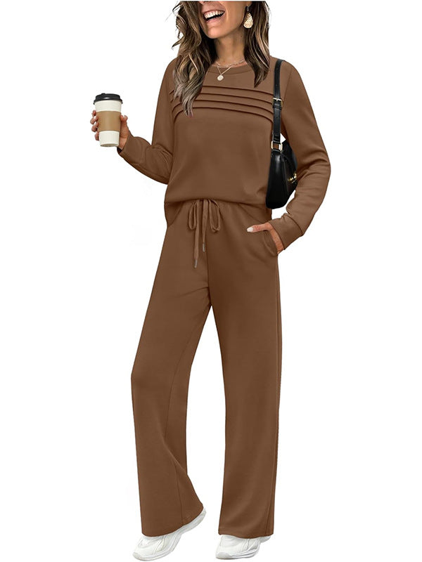 💝💝2026 HOT SALE🥳💞60K+ SOLD!✨Women's Crew Neck Top & Drawstring Pants Set3