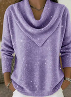 💝💝 Vintage Soft Triangle Neck Sequined Shiny Sweater Top