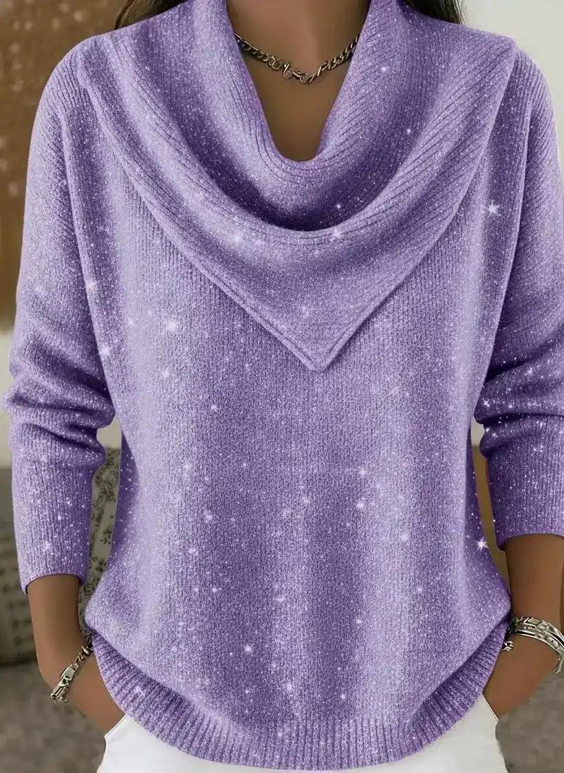 💝💝 Vintage Soft Triangle Neck Sequined Shiny Sweater Top
