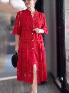 CLEARANCE🔥 Lace Ruffle Sleeve Shirt Dress