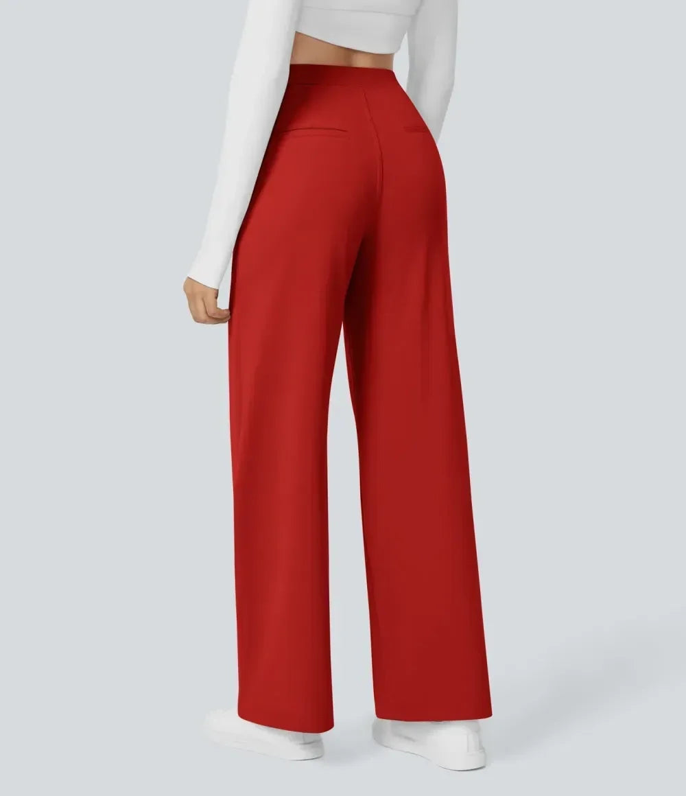 💝💝Limited-Time Promotion-High Waisted Plicated Side Pocket Straight Leg Work Pants