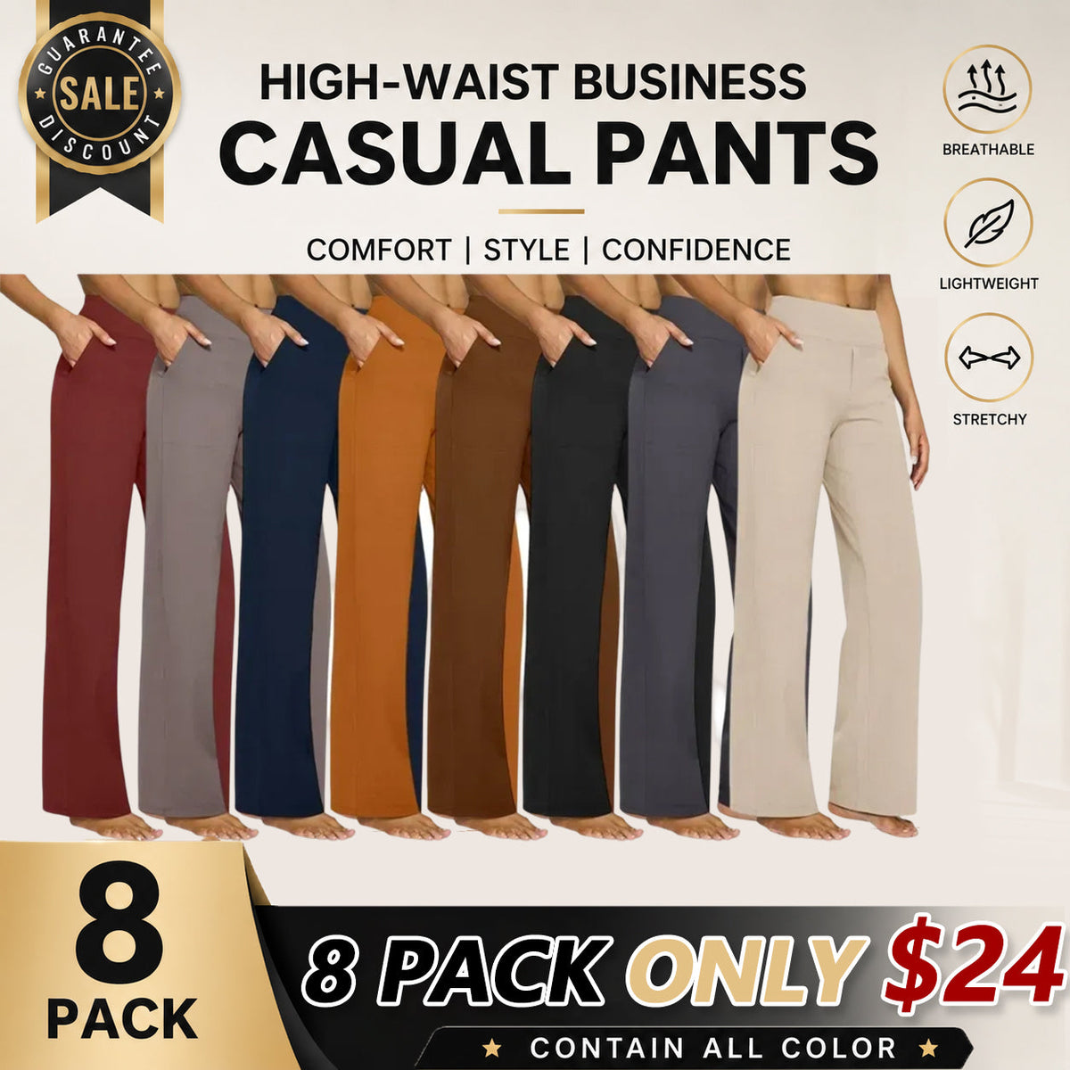 💝💝Women’s High-Waist Wide Leg Pants – Business Casual Yoga Dress Pants with Pockets