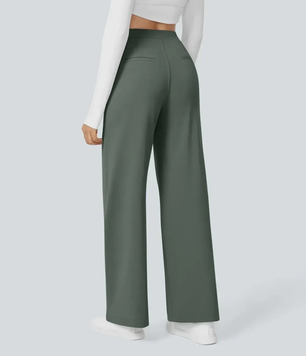 💝💝Limited-Time Promotion-High Waisted Plicated Side Pocket Straight Leg Work Pants