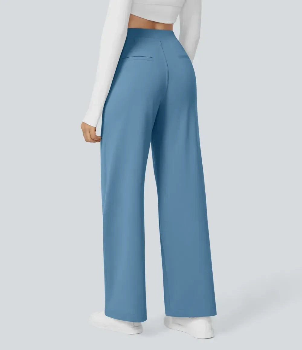 💝💝Limited-Time Promotion-High Waisted Plicated Side Pocket Straight Leg Work Pants