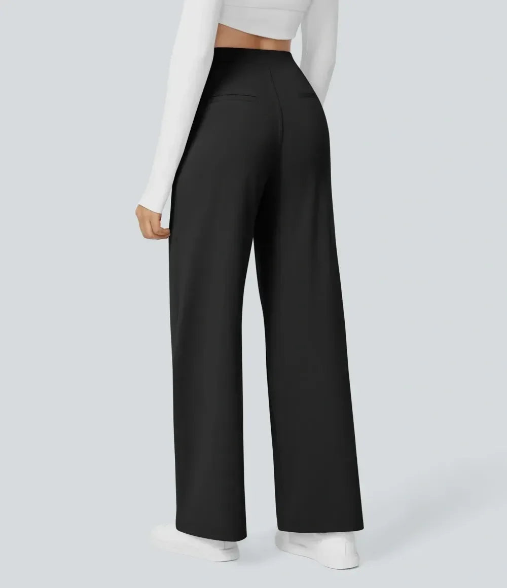 💝💝Limited-Time Promotion-High Waisted Plicated Side Pocket Straight Leg Work Pants