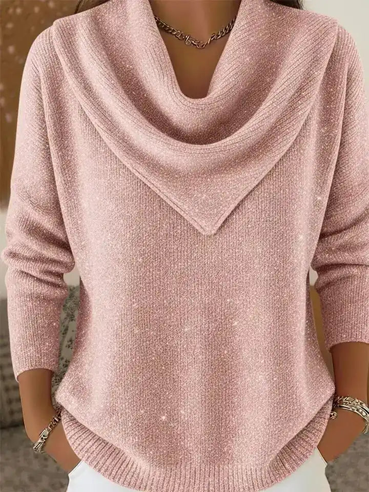💝💝 Vintage Soft Triangle Neck Sequined Shiny Sweater Top