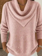💝💝 Vintage Soft Triangle Neck Sequined Shiny Sweater Top