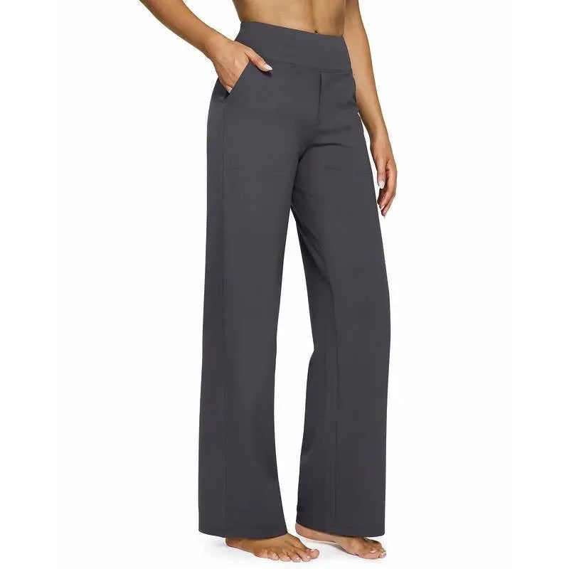 💝💝Women’s High-Waist Wide Leg Pants – Business Casual Yoga Dress Pants with Pockets