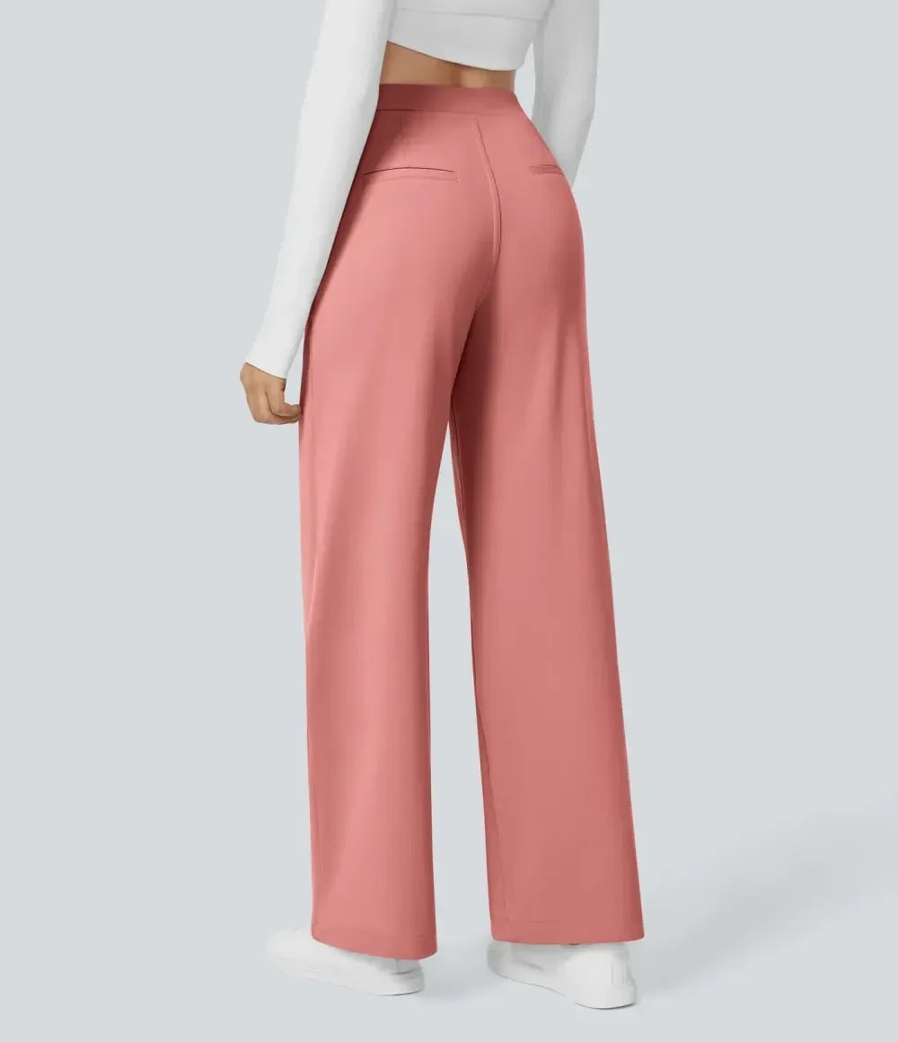 💝💝Limited-Time Promotion-High Waisted Plicated Side Pocket Straight Leg Work Pants