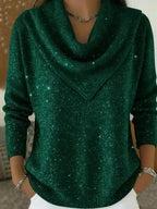 💝💝 Vintage Soft Triangle Neck Sequined Shiny Sweater Top