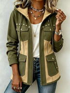 Denim Patchwork Suede Hooded Jacket