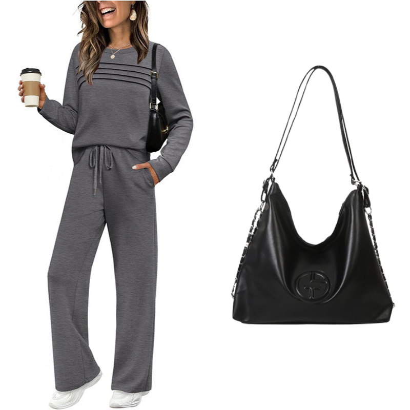 💝💝2026 HOT SALE🥳💞60K+ SOLD!✨Women's Crew Neck Top & Drawstring Pants Set3