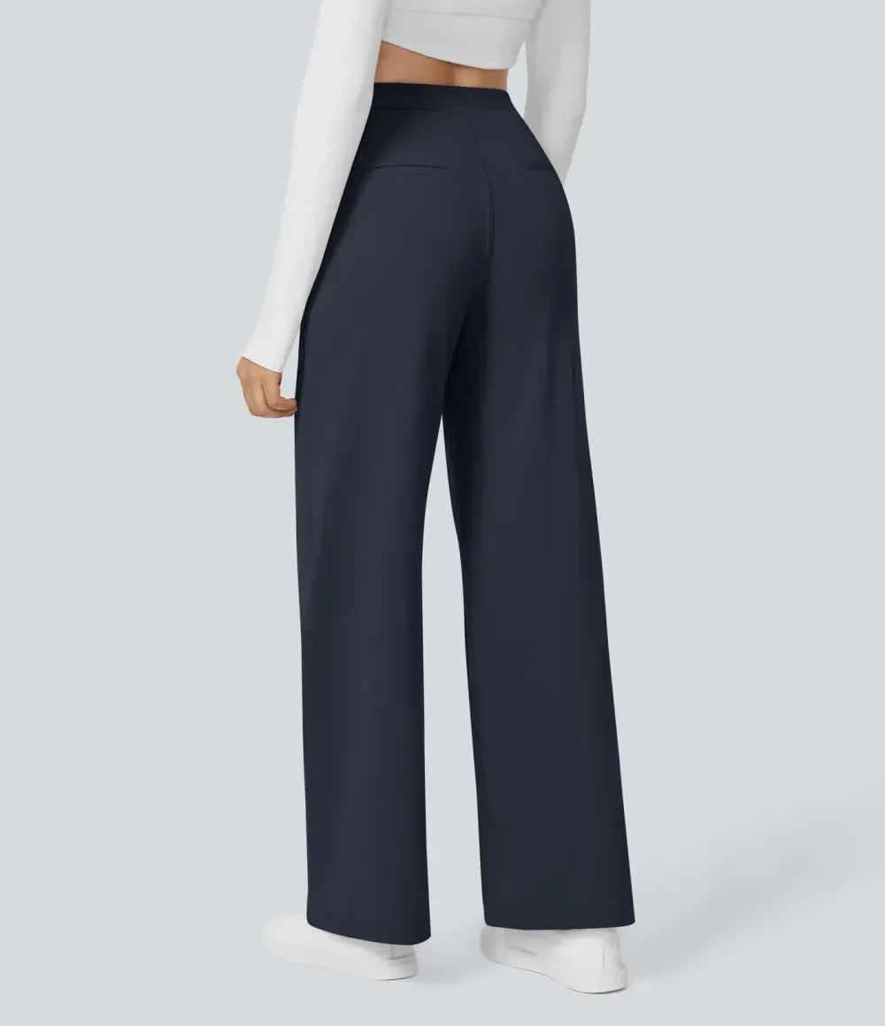 💝💝Limited-Time Promotion-High Waisted Plicated Side Pocket Straight Leg Work Pants