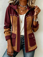 Denim Patchwork Suede Hooded Jacket