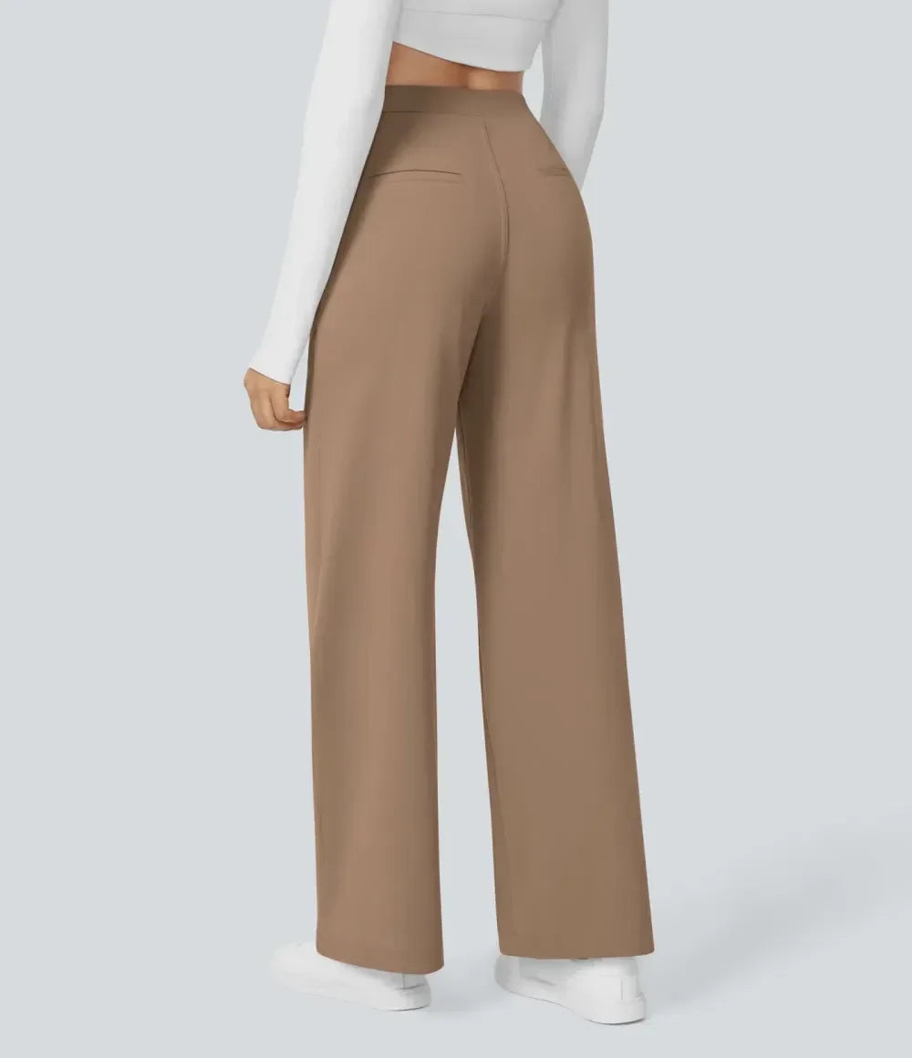 💝💝Limited-Time Promotion-High Waisted Plicated Side Pocket Straight Leg Work Pants