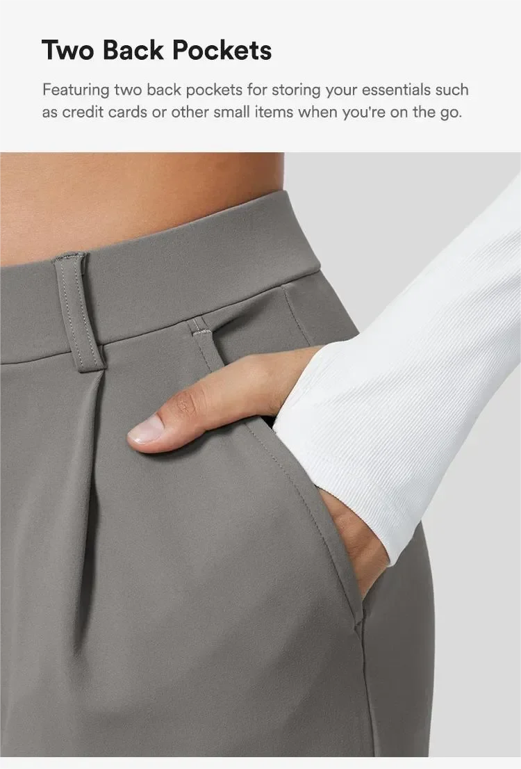 💝💝Limited-Time Promotion-High Waisted Plicated Side Pocket Straight Leg Work Pants