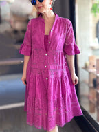 CLEARANCE🔥 Lace Ruffle Sleeve Shirt Dress