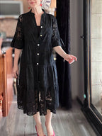 CLEARANCE🔥 Lace Ruffle Sleeve Shirt Dress