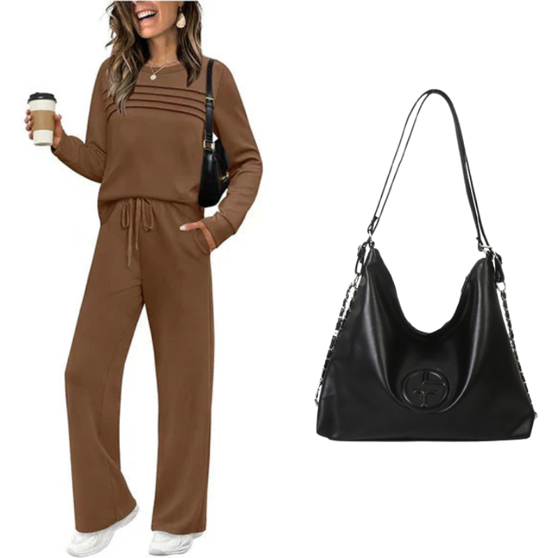 💝💝2026 HOT SALE🥳💞60K+ SOLD!✨Women's Crew Neck Top & Drawstring Pants Set3
