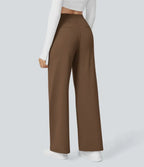 💝💝Limited-Time Promotion-High Waisted Plicated Side Pocket Straight Leg Work Pants