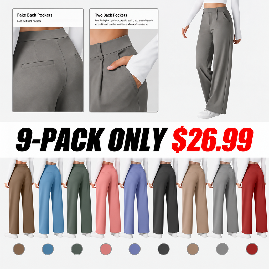 💝💝Limited-Time Promotion-High Waisted Plicated Side Pocket Straight Leg Work Pants