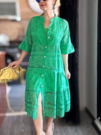 CLEARANCE🔥 Lace Ruffle Sleeve Shirt Dress