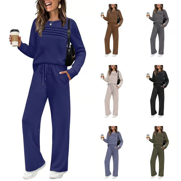 💝💝2026 HOT SALE🥳💞60K+ SOLD!✨Women's Crew Neck Top & Drawstring Pants Set3