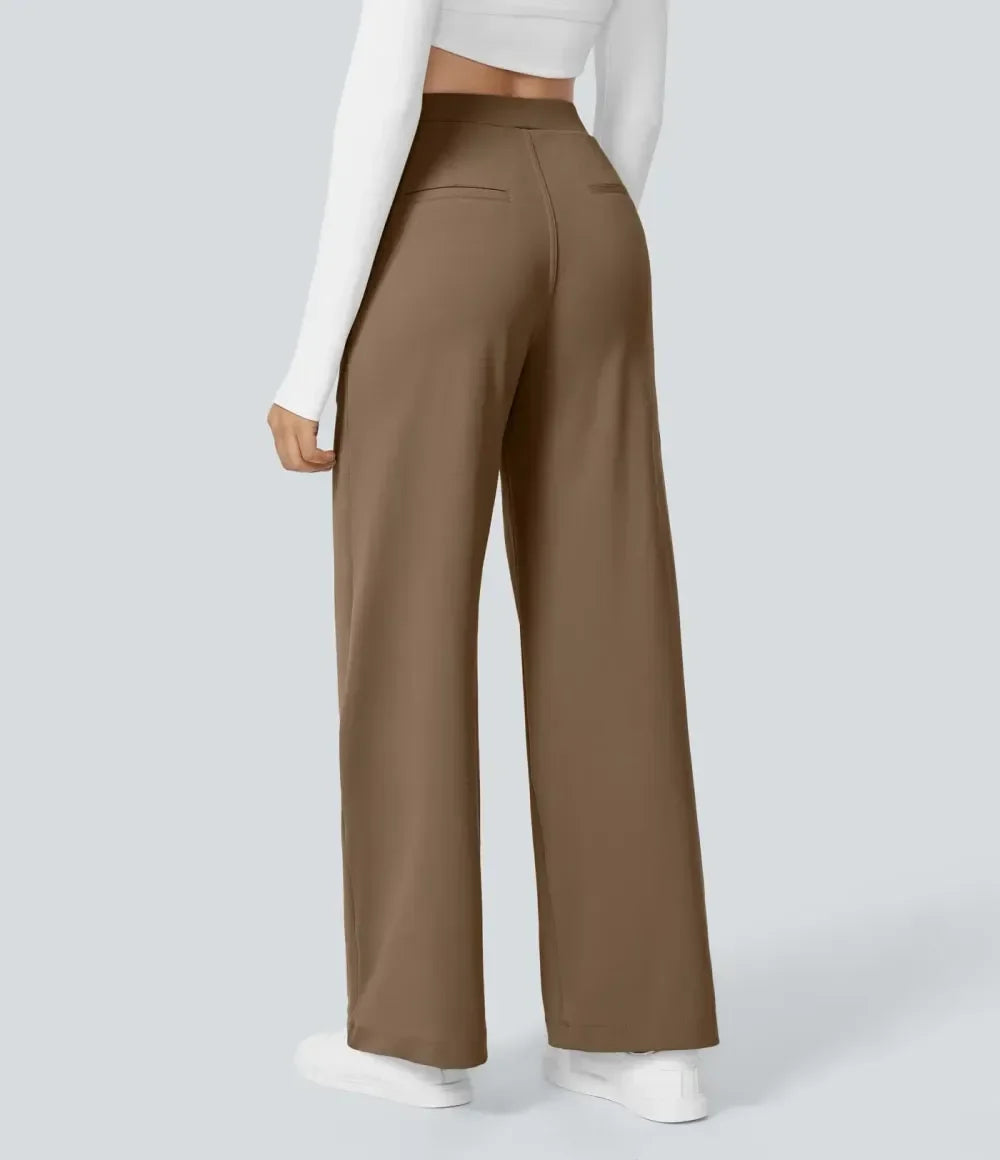 💝💝Limited-Time Promotion-High Waisted Plicated Side Pocket Straight Leg Work Pants
