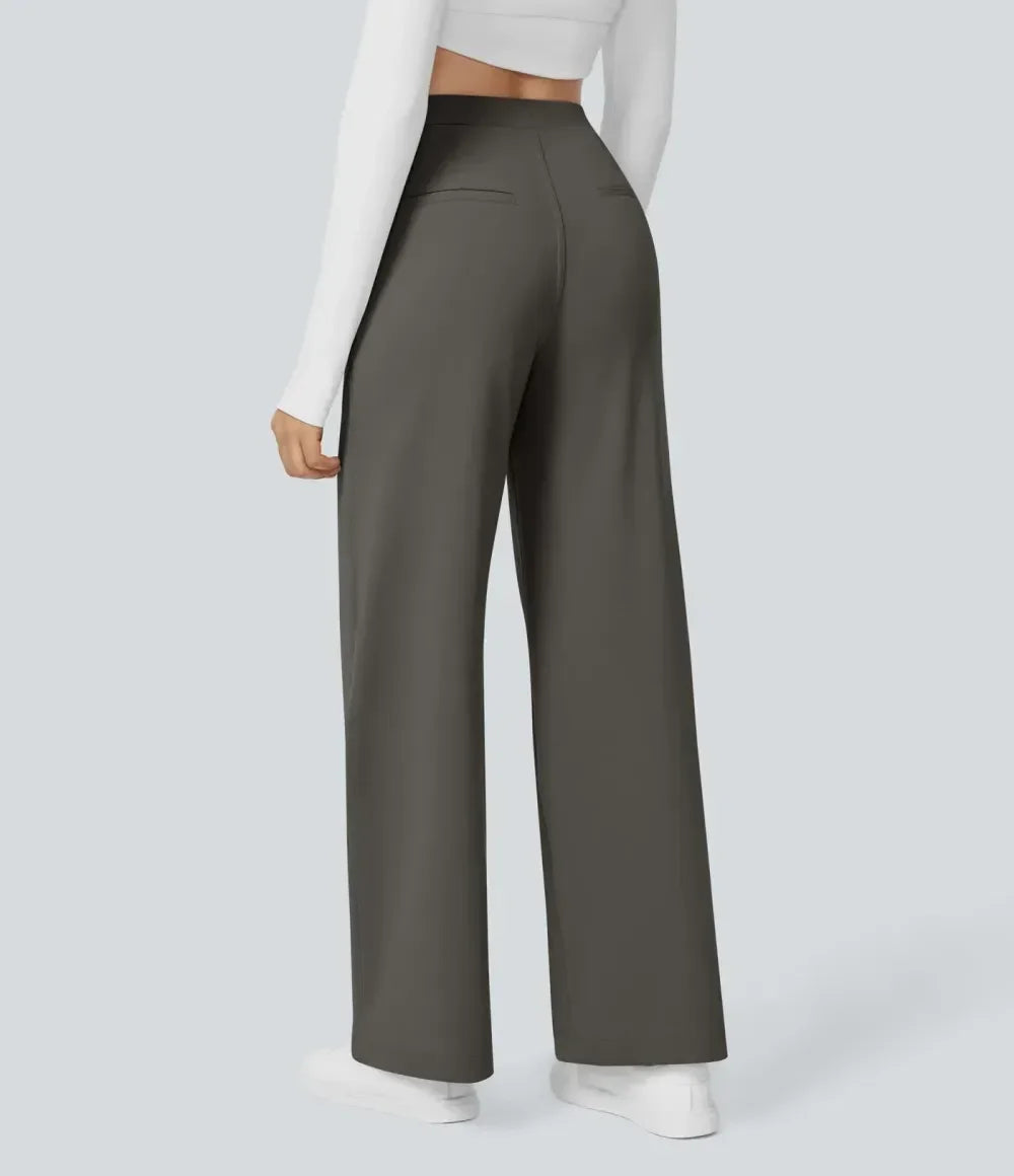💝💝Limited-Time Promotion-High Waisted Plicated Side Pocket Straight Leg Work Pants