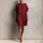 💝💝Effortless Linen-Blend Shift Dress