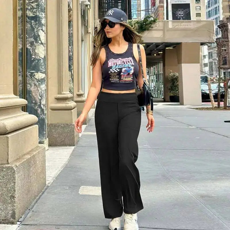 💝💝Women’s High-Waist Wide Leg Pants – Business Casual Yoga Dress Pants with Pockets