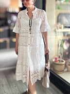 CLEARANCE🔥 Lace Ruffle Sleeve Shirt Dress