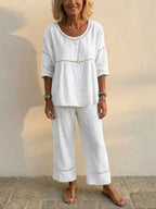 💝💝Women's Vintage Casual Loose-Fit Linen Two-Piece Set