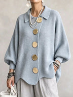 💝💝Oversized Collared Knit Cardigan With Large Metal Buttons