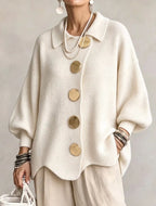 💝💝Oversized Collared Knit Cardigan With Large Metal Buttons