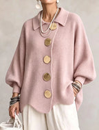 💝💝Oversized Collared Knit Cardigan With Large Metal Buttons