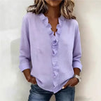 💝💝 Blouse with Vertical Ruffle and Timeless Style