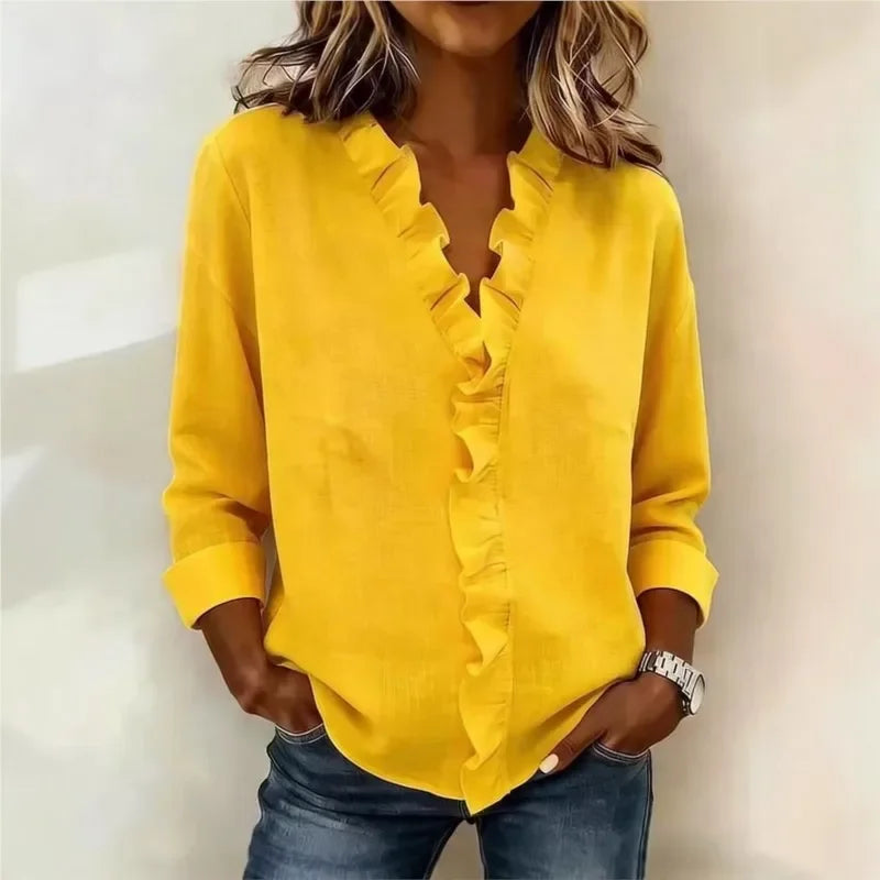 💝💝 Blouse with Vertical Ruffle and Timeless Style