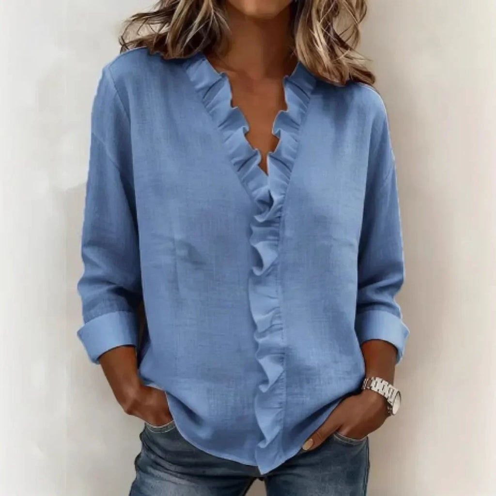 💝💝 Blouse with Vertical Ruffle and Timeless Style