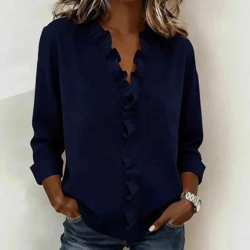 💝💝 Blouse with Vertical Ruffle and Timeless Style