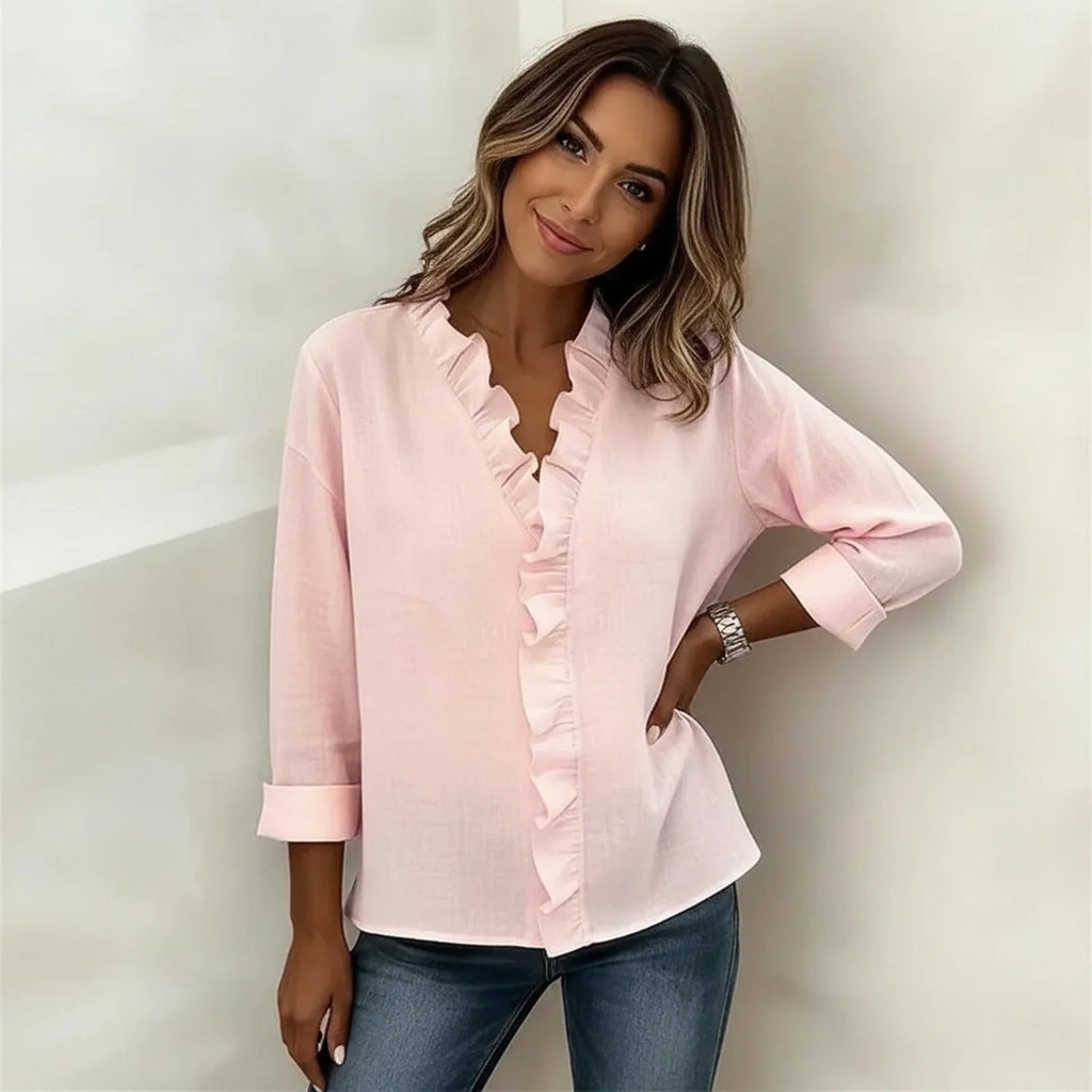 💝💝 Blouse with Vertical Ruffle and Timeless Style