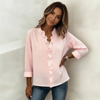 💝💝 Blouse with Vertical Ruffle and Timeless Style