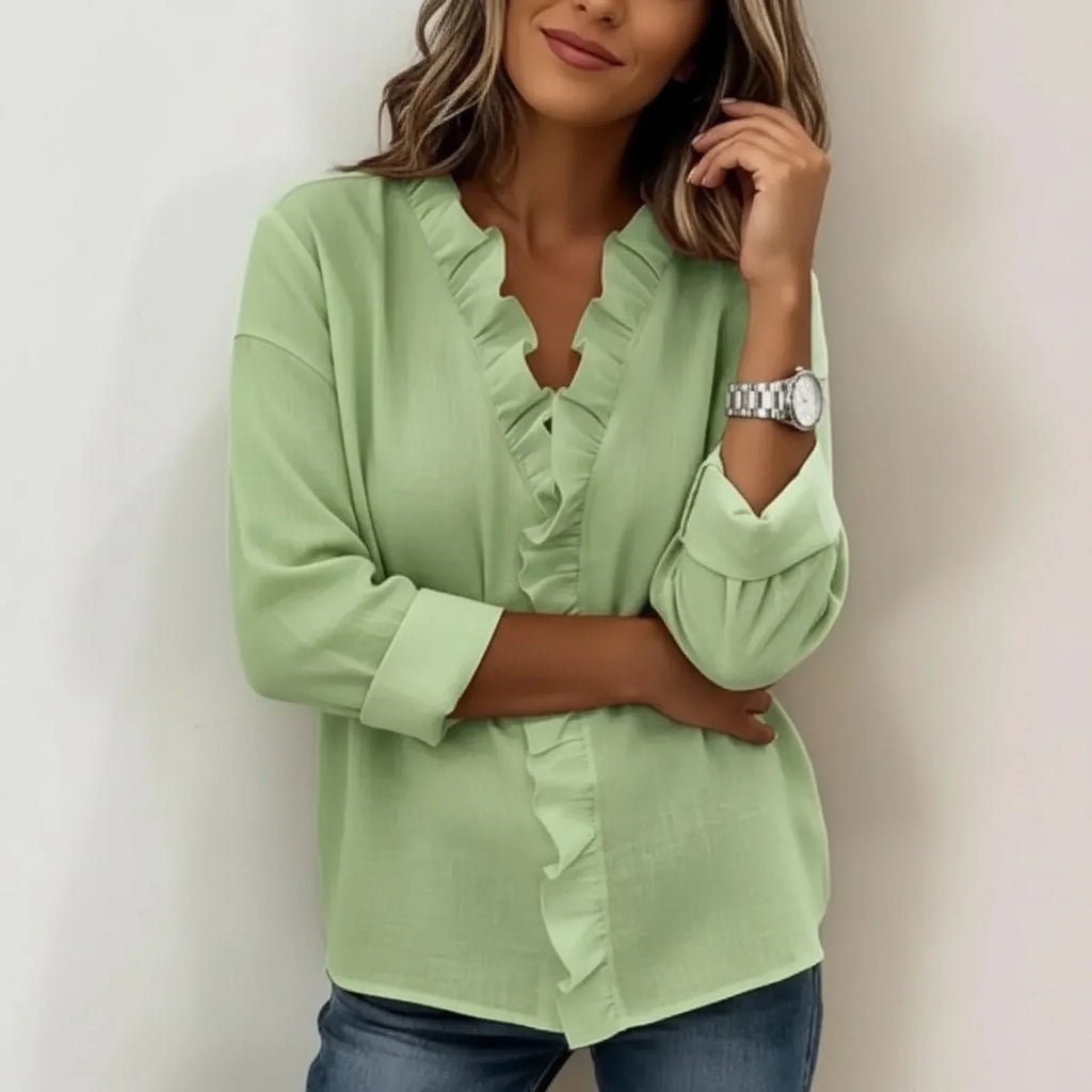 💝💝 Blouse with Vertical Ruffle and Timeless Style