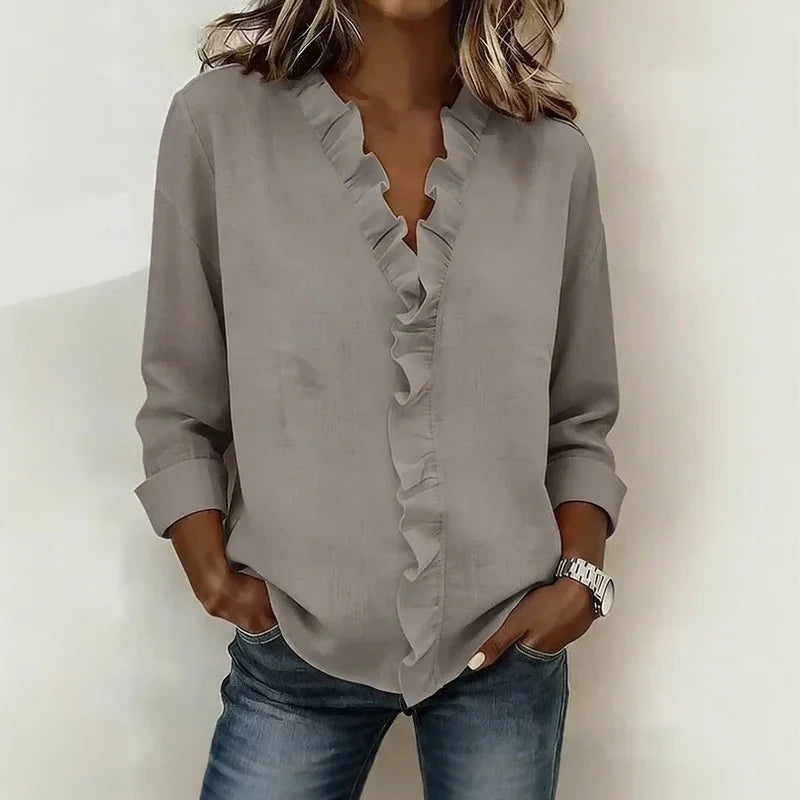 💝💝 Blouse with Vertical Ruffle and Timeless Style