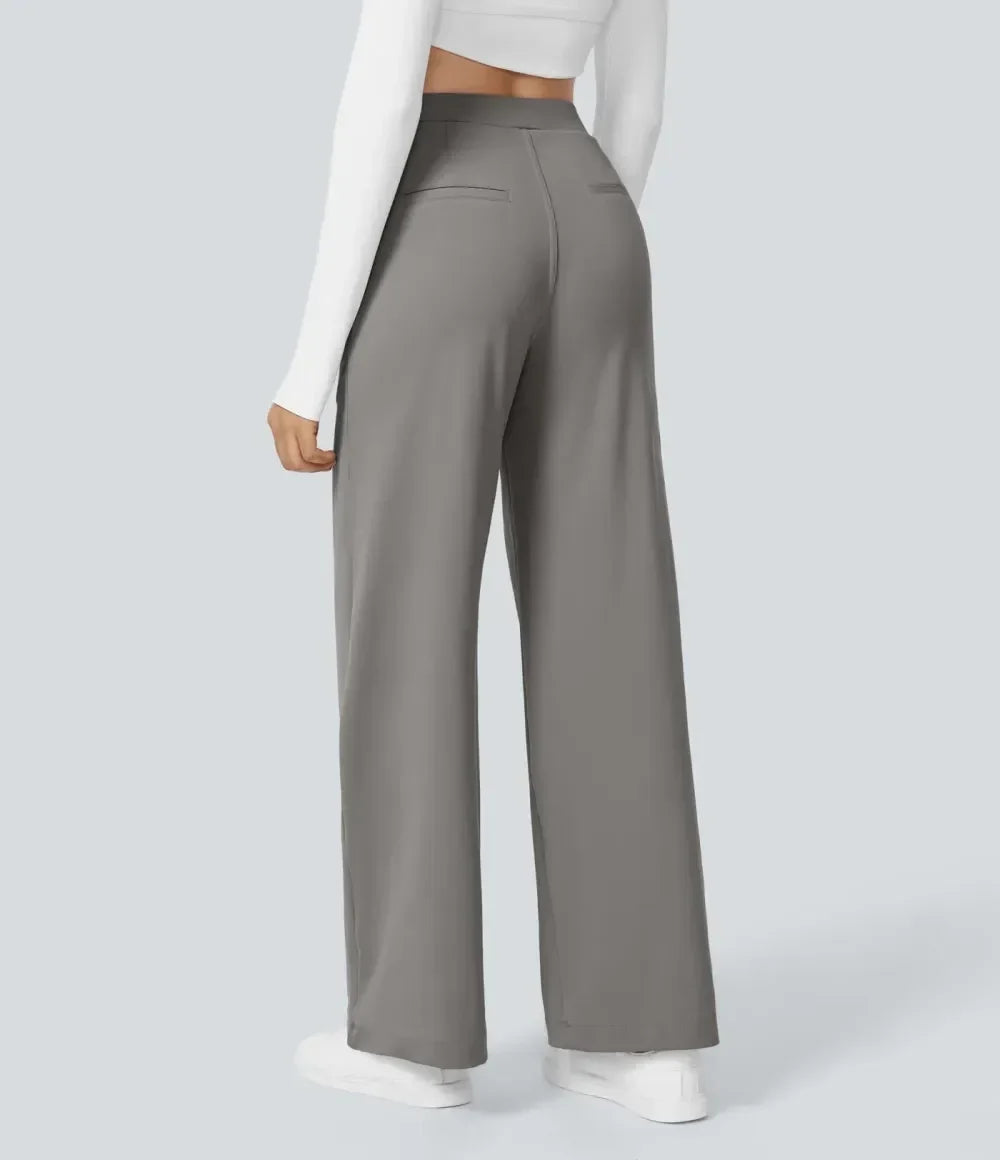 💝💝Limited-Time Promotion-High Waisted Plicated Side Pocket Straight Leg Work Pants